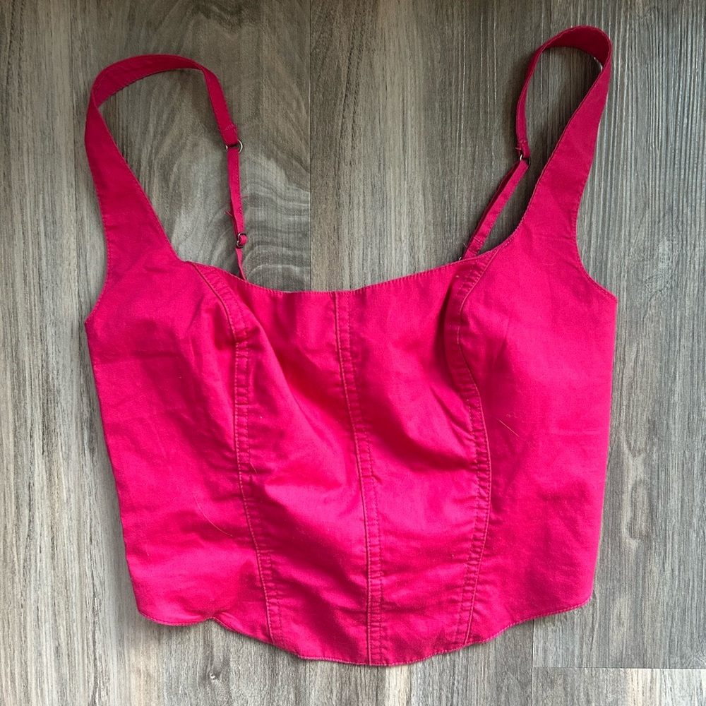 Abercrombie & Fitch Hot Pink Women’s Corset Cropped Top
